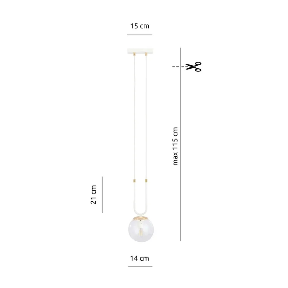GLAM Pendelleuchte 1L, D14 weiß, E14 Emibig