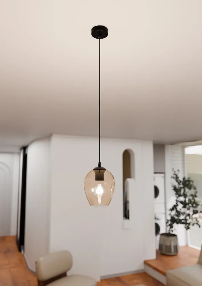 ISTAR Pendelleuchte 1L, D14 schwarz, E27 Emibig