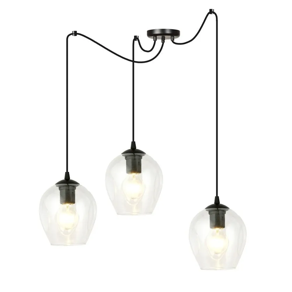 LEVEL Pendelleuchte 3L, D14 schwarz, E27 Emibig