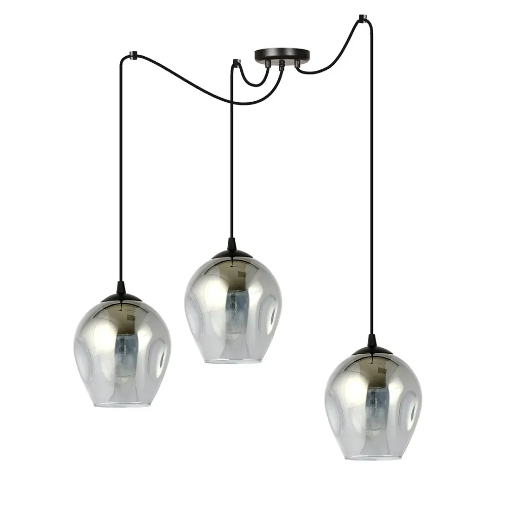 LEVEL Pendelleuchte 3L, D14 schwarz, E27 Emibig