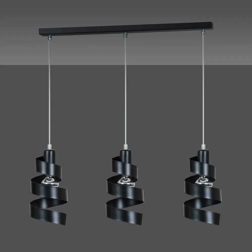 SAGA Pendelleuchte 3L, schwarz, E27 Emibig