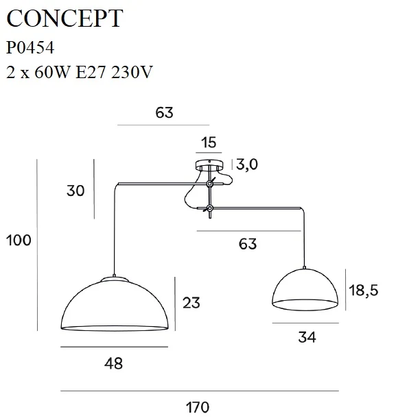 Maxlight Concept 2L lineare Pendelleuchte E27 Gold