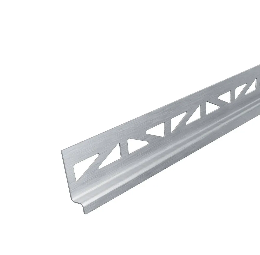Wandanschluss Gefällekeil links ( Blickrichtung zur Rinne) SHOWER-GK TILE Edelstahl (V2A/304) gebürstet 10mm 200cm