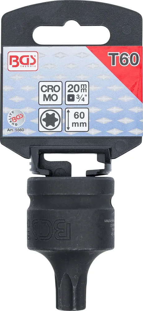 BGS 5560 Kraft Biteinsatz T-Profil (für Torx) T60 Länge 60mm Antrieb 20mm (3/4")